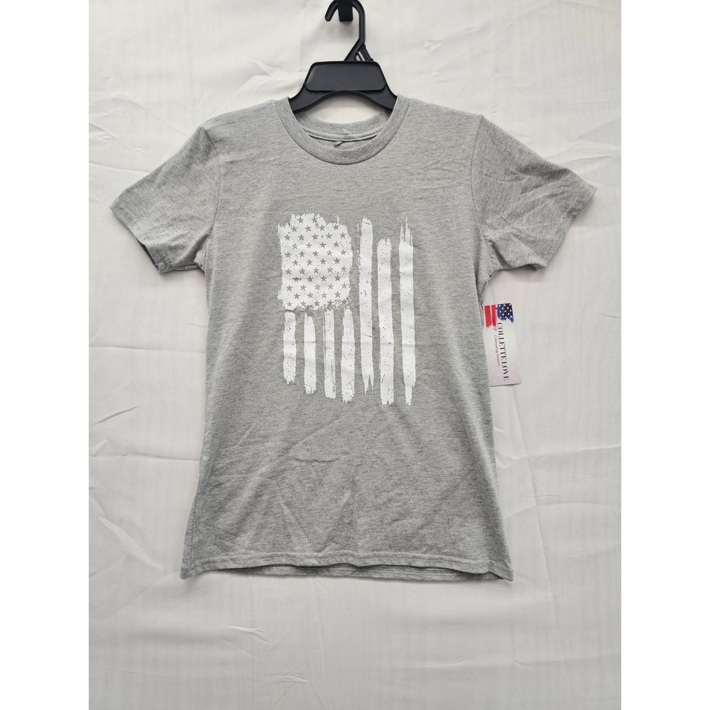 Collette Love Mens American Flag Graphic T-Shirt Gray Relaxed Fit CL2443T M‎